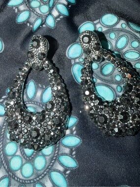 Black Crystal Teardrop Statement Earrings